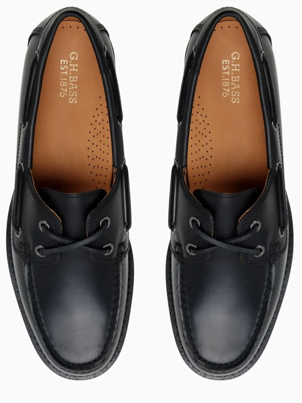 G.H. Bass Regatta Boat Shoes Black Leather Men’s Size 10.5 NIB New in Box